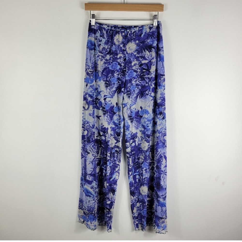 Vintage 90s Jean Paul Gaultier Soleil Nylon Mesh Floral Garden Spellout Pants